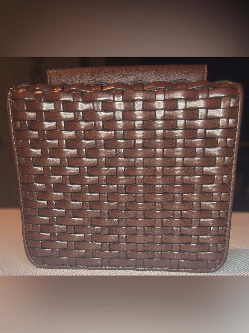 Vintage Talbots Brown Woven Leather Belt Wallet